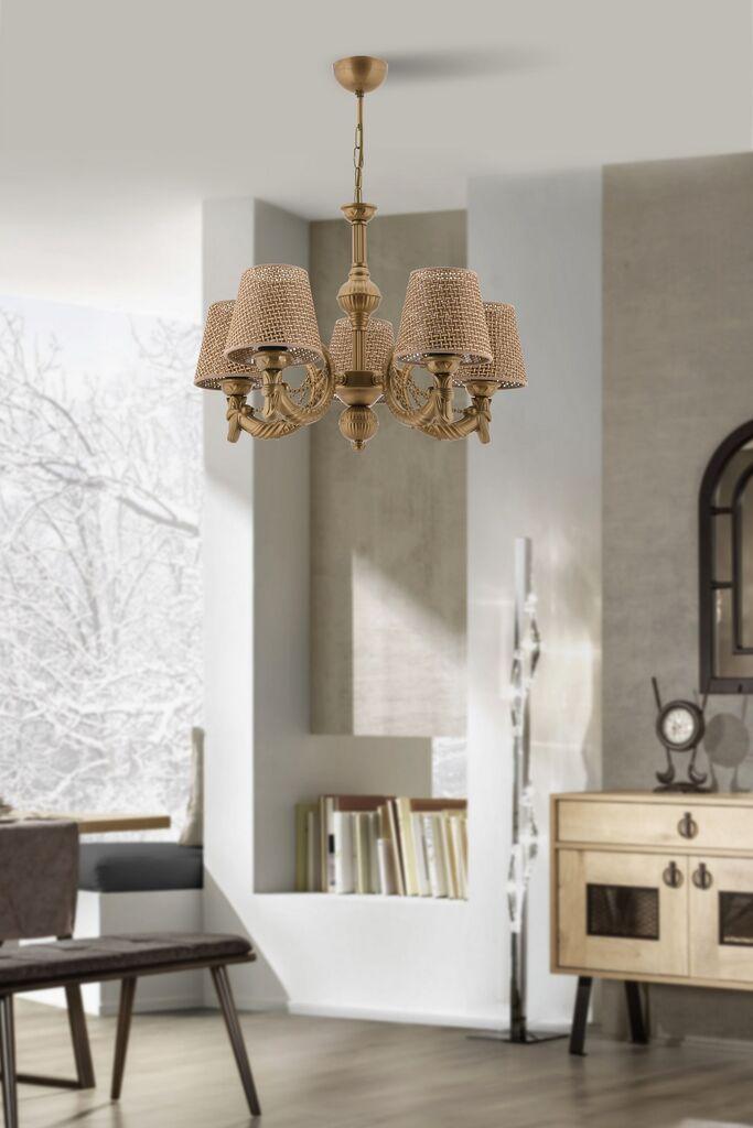 Opviq luster Fiona Hazeran lanac, 15x10x13cm, IP20, zlatna boja