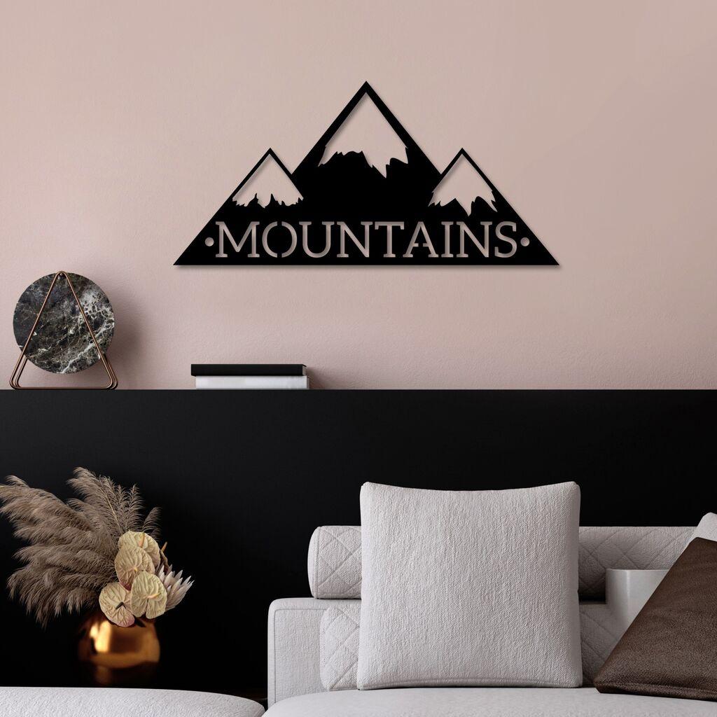 Wallity Zidna dekoracija Planine, 62x30cm, Crna