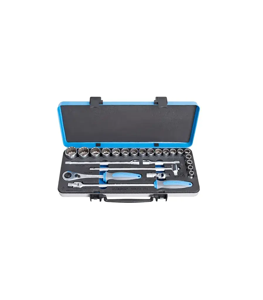 Unior Garnitura nasadnih ključeva i pribora 190BI12P24, 1/2", Dvanaesterokutni, U metalnoj kutiji, Plavo-sivi