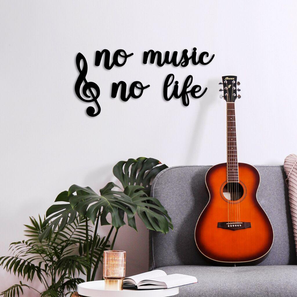 Zidna dekoracija Wallity Bez muzike nema života, crna