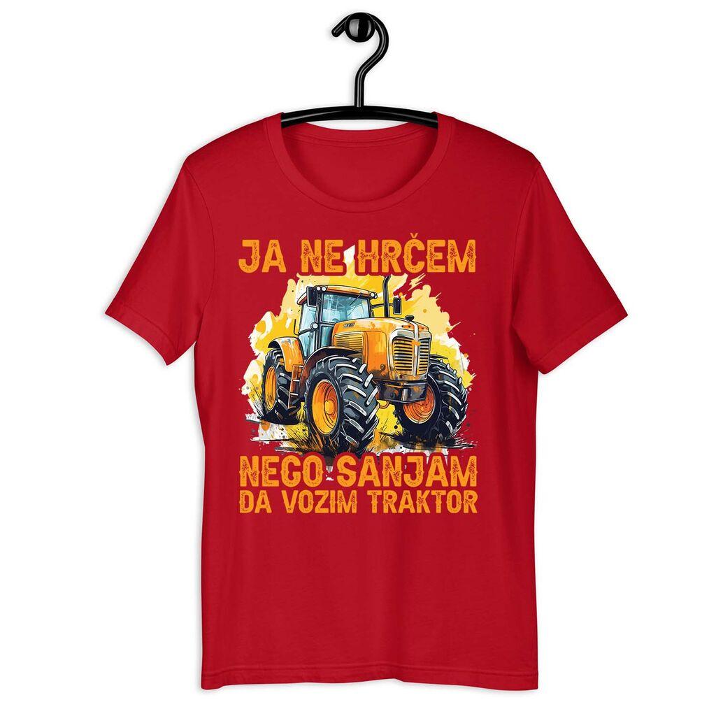 Goatees Muška majica Ja ne hrčem nego sanjam da vozim traktor, Crvena