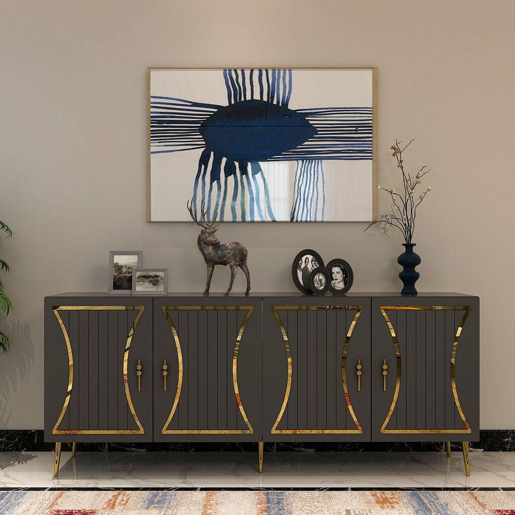 Hanah Home Konzolni sto Tean, 150x75x35 cm, Antracit-zlatna boja