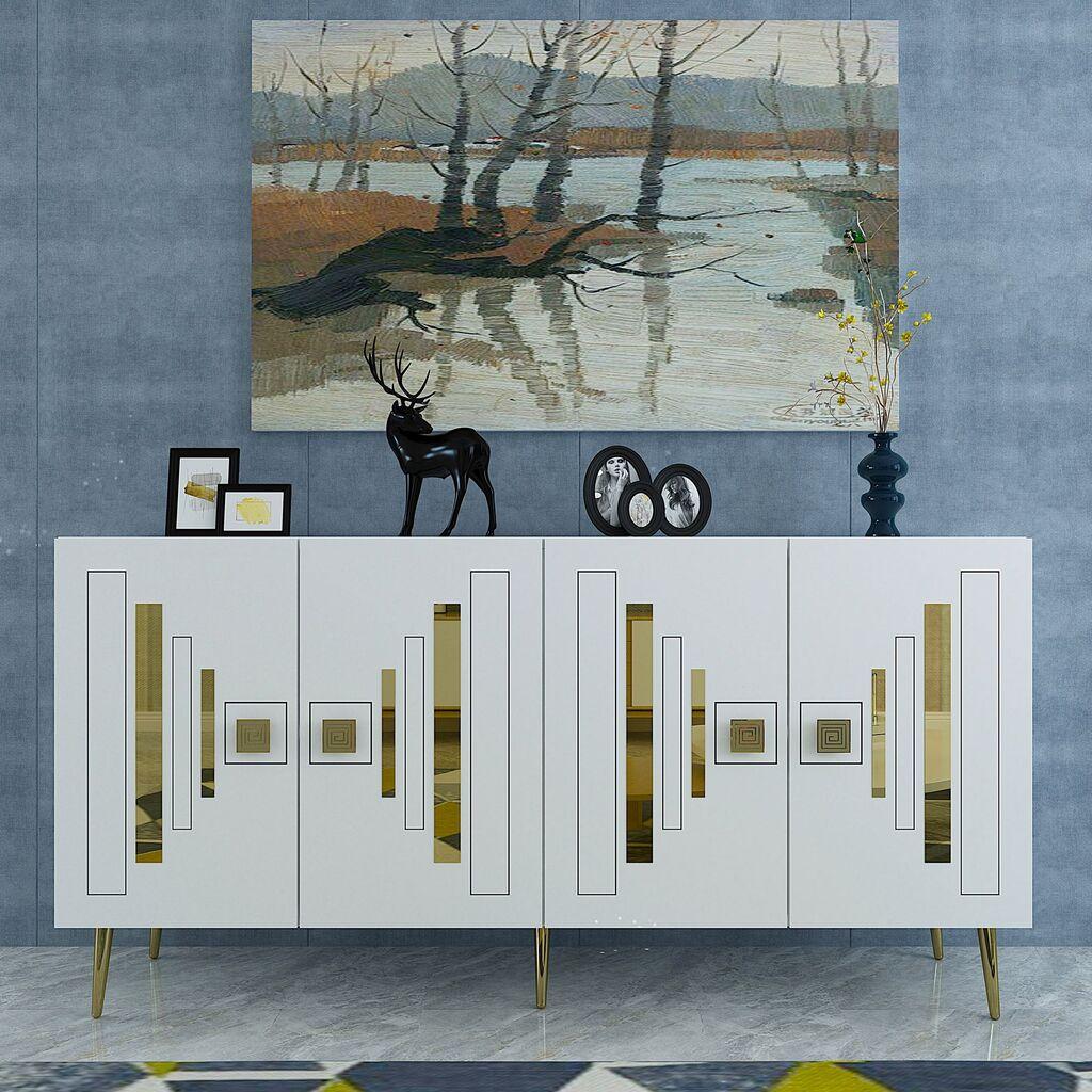 Hanah Home Konzolni sto Seduna, 150x75x35 cm, Bijelo-zlatne boje