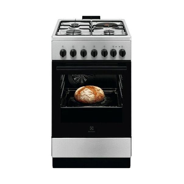 Electrolux Kombinovani štednjak LKM520011X, 1 ploča za kuhanje, 3 plamenika, ventilatorska pećnica 57l, siva