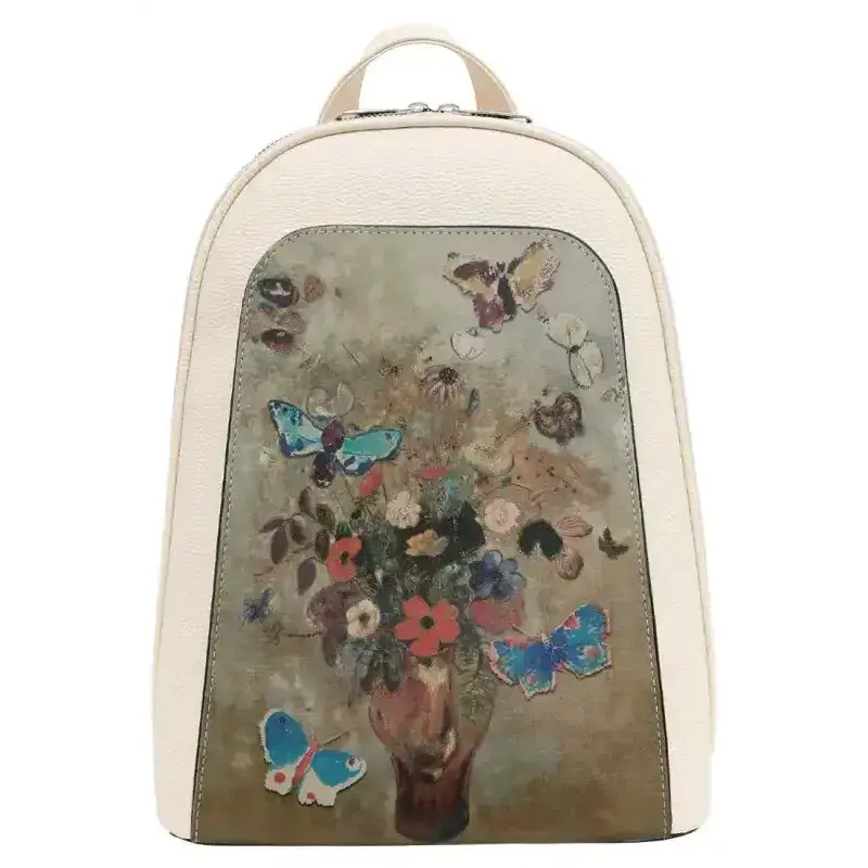 DOGO Ženski ruksak Still Life Butterflies, Krem