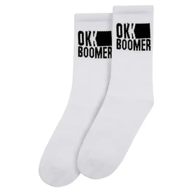 DOGO Ok Boomer Unisex Socks Muške čarape, Bijele