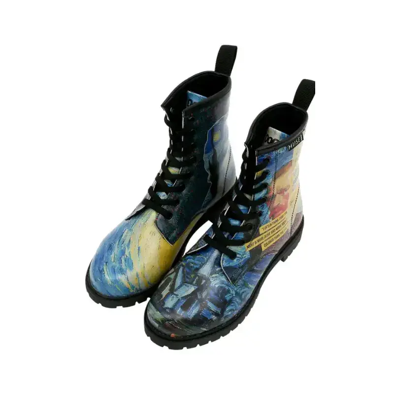 DOGO Ženske čizme Vincent van Gogh The Starry Night Collage, Plave