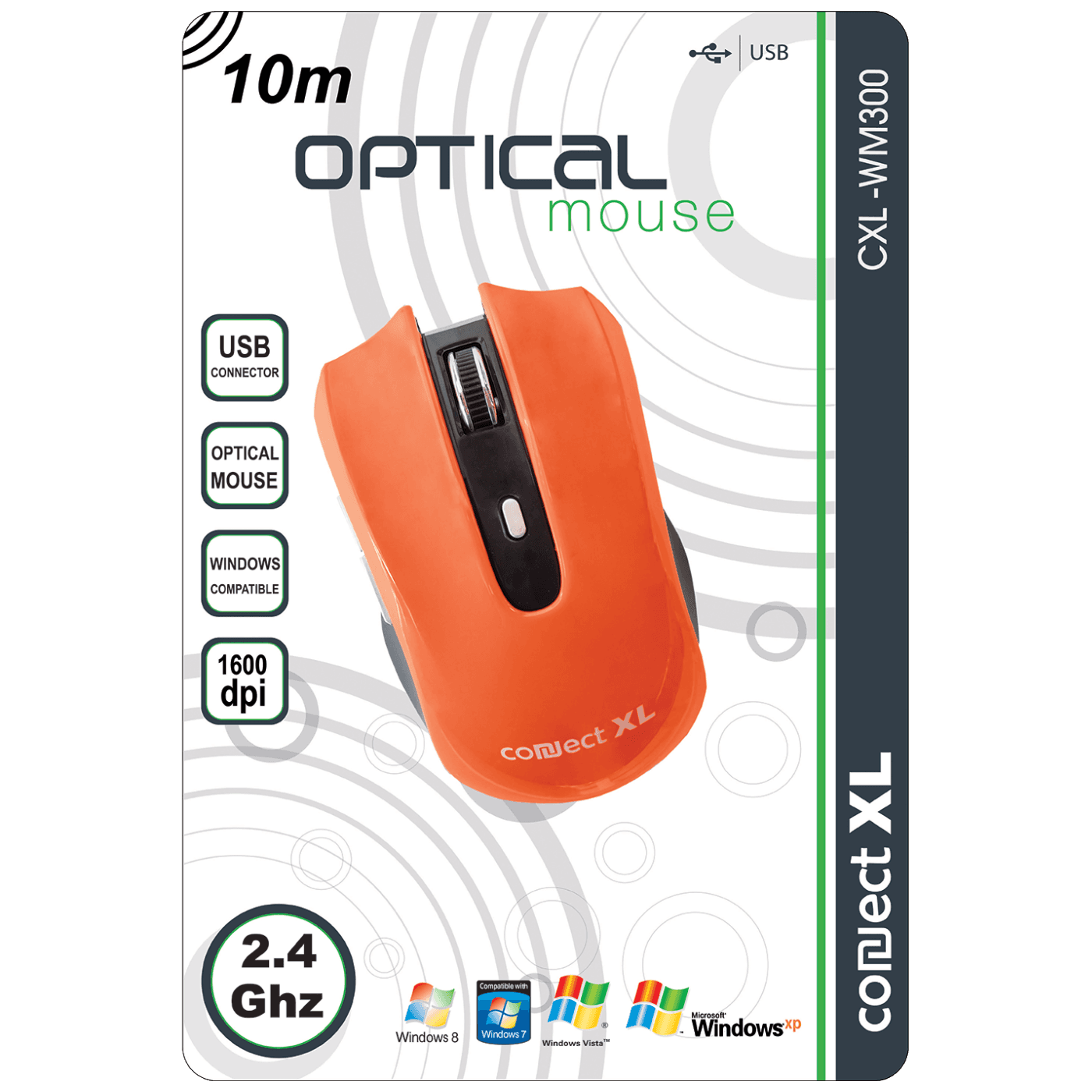 CONNECT XL Bežični miš CXL-WM300, 1600dpi, Domet 10m, Narandžasti