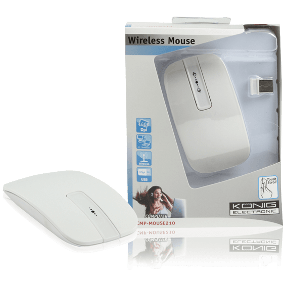 KONIG Optički wireless miš CMP-MOUSE 210, 1600dpi 2.4GHz, Bijeli