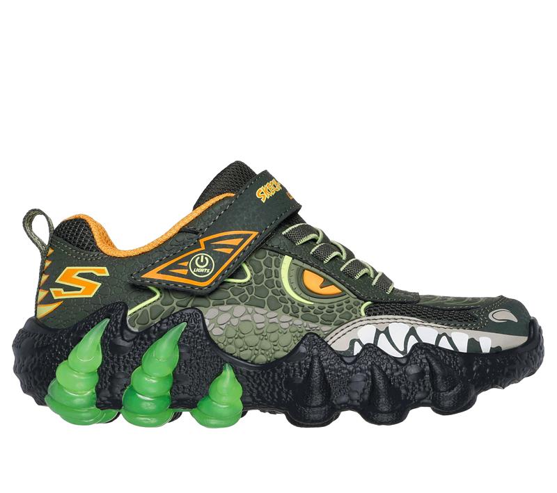 Skechers patike za dječake Skech-O-Saurus Lights 2.0, crno-zelene