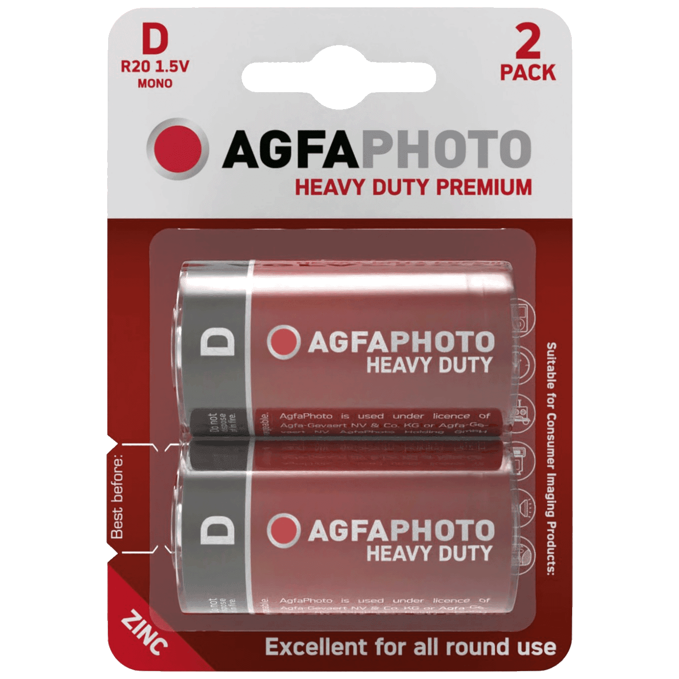 AGFA Zinc baterije APFD, D B2, 1.5V, Blister 2 komada