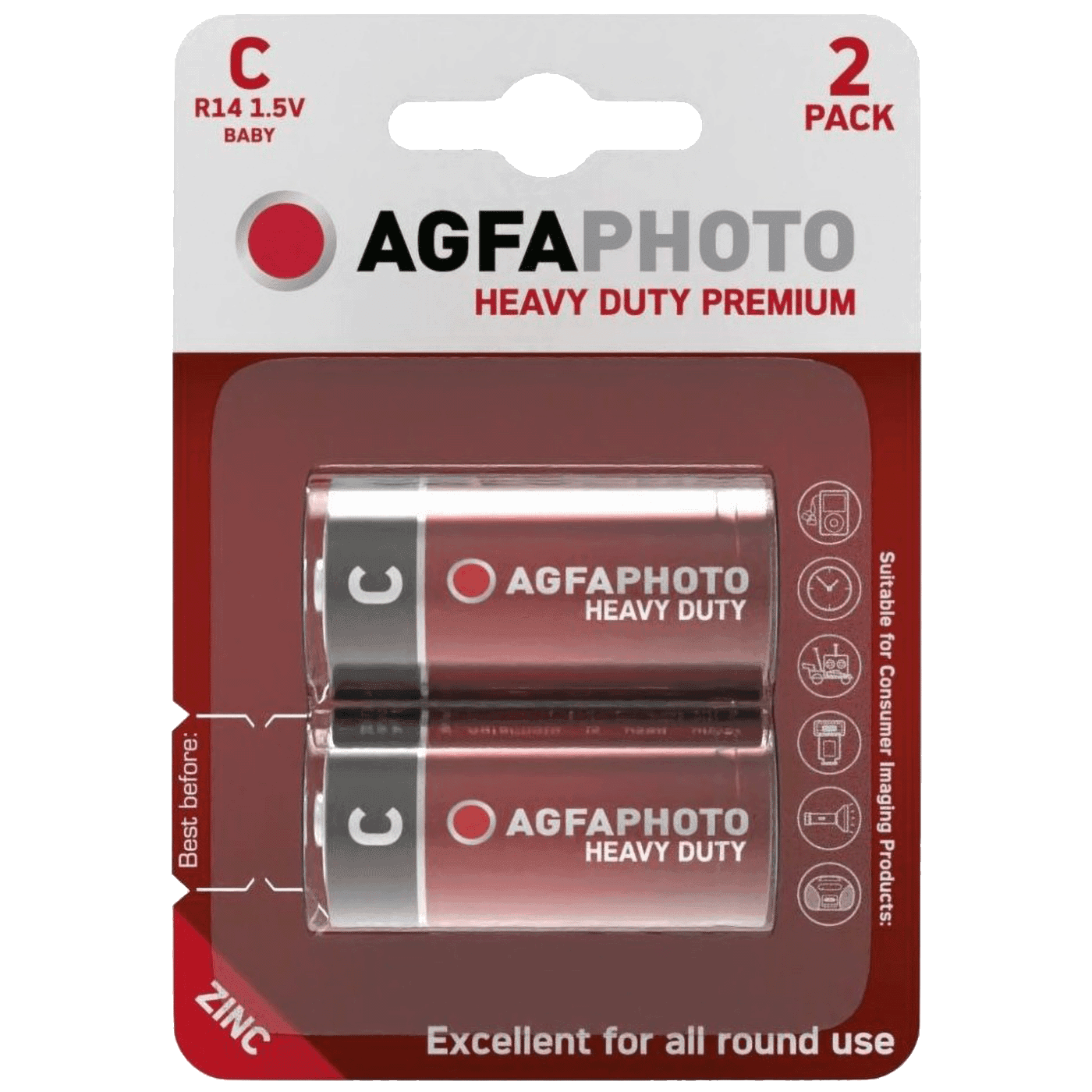 AGFA Zinc baterije APFC, C B2, 1.5V, Blister 2 komada