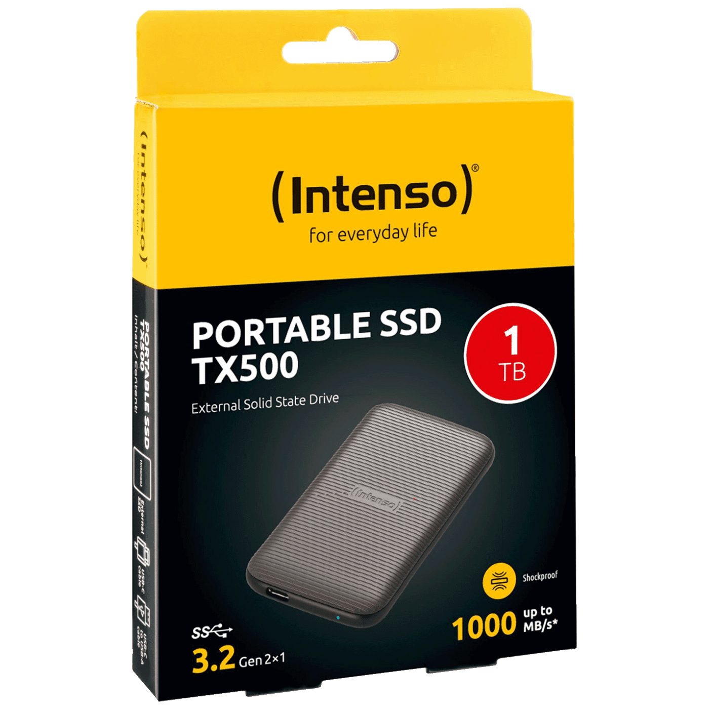 INTENSO Eksterni SSD TX500, Do 1000 MB/s, 1TB, USB 3.2