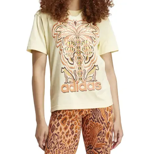 Adidas ženska majica kratkih rukava s motivom farmera, bež