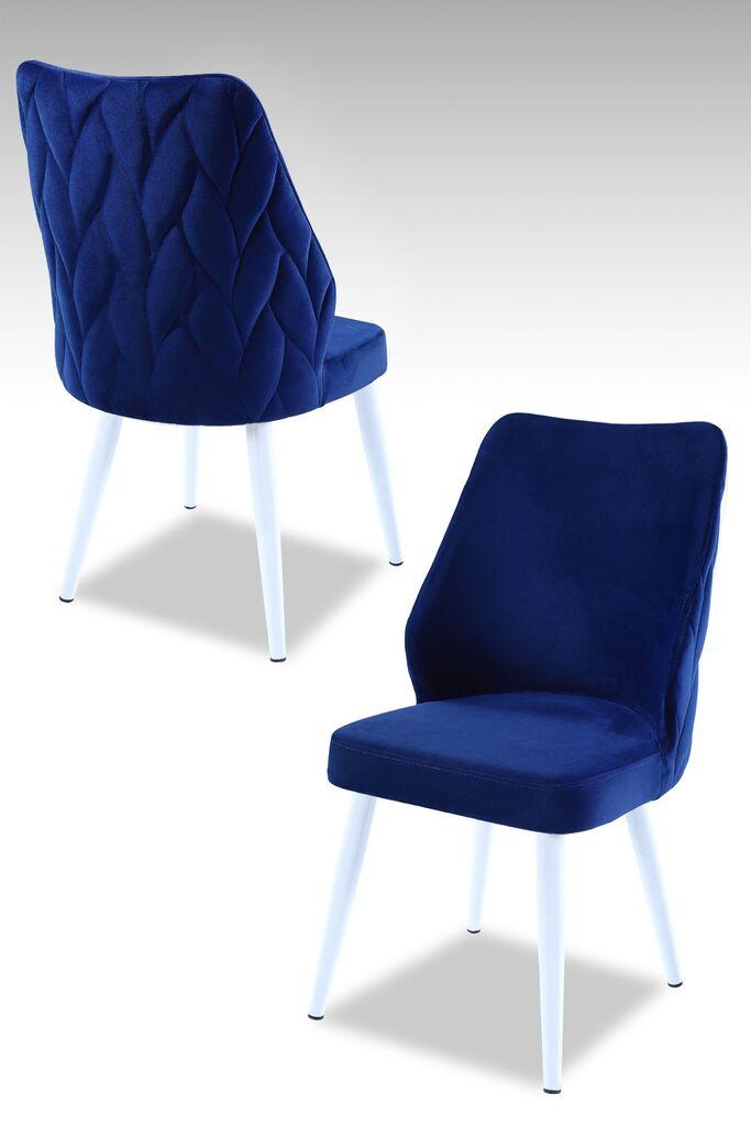 Hanah Home set puf fotelja, 48x90x43 cm, 4 dijela, bijelo-plava