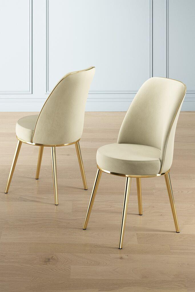 Hanah Home Pefa set stolica, 45x91x42 cm, 6 dijelova, zlatno-krem boja