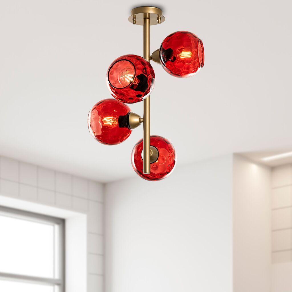 Opviq Luster Benek-15-14501, 40x40x55cm, IP20, Zlatno-crvena boja