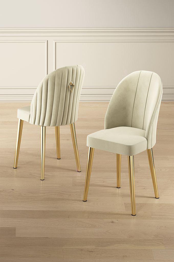 Hanah Home Mara set stolica, 45x91x42 cm, 6 dijelova, zlatno-krem boja