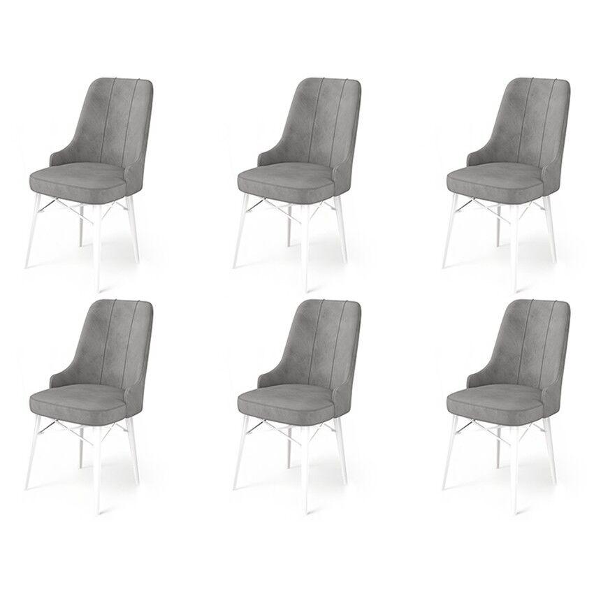 Hanah Home Pare set stolica, 46x94x46 cm, 6 dijelova, Smeđe-siva