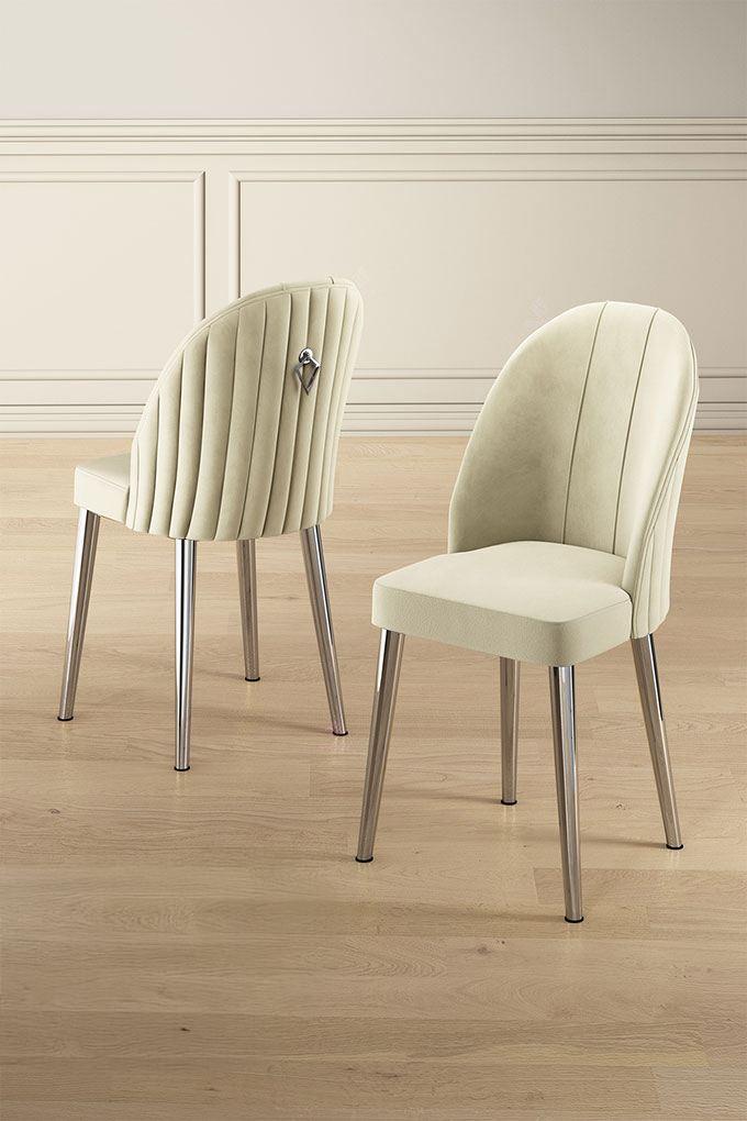 Hanah Home Mara set stolica, 45x91x42 cm, 6 dijelova, srebrno-krem boja