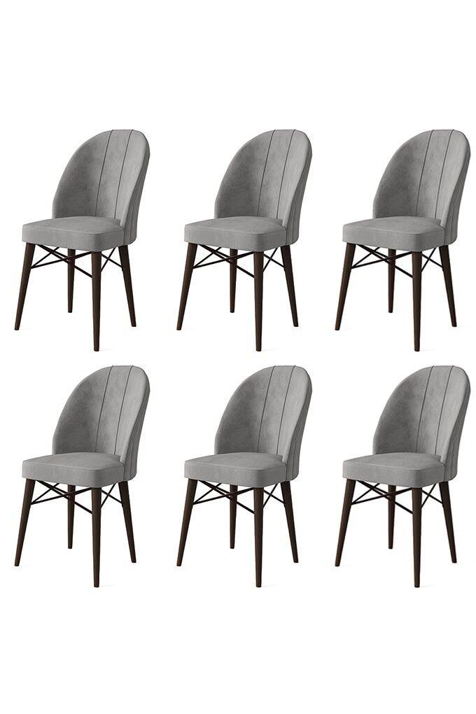 Hanah Home Ritim set stolica, 44x96x42 cm, 6 dijelova, sivo-smeđa