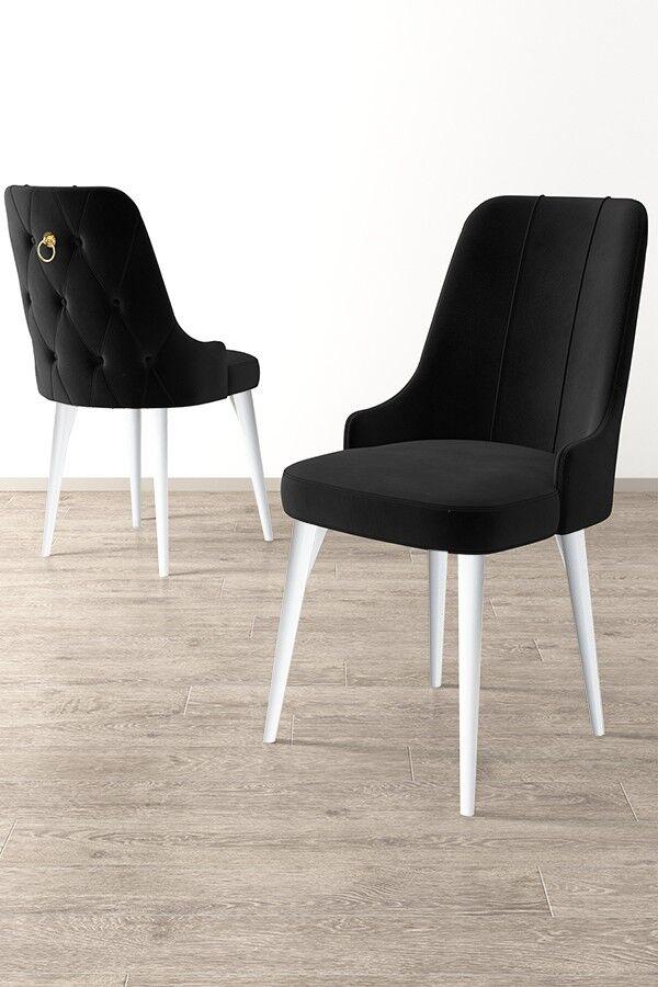 Hanah Home Newa set stolica, 46x94x46 cm, 6 dijelova, Bijelo-crna