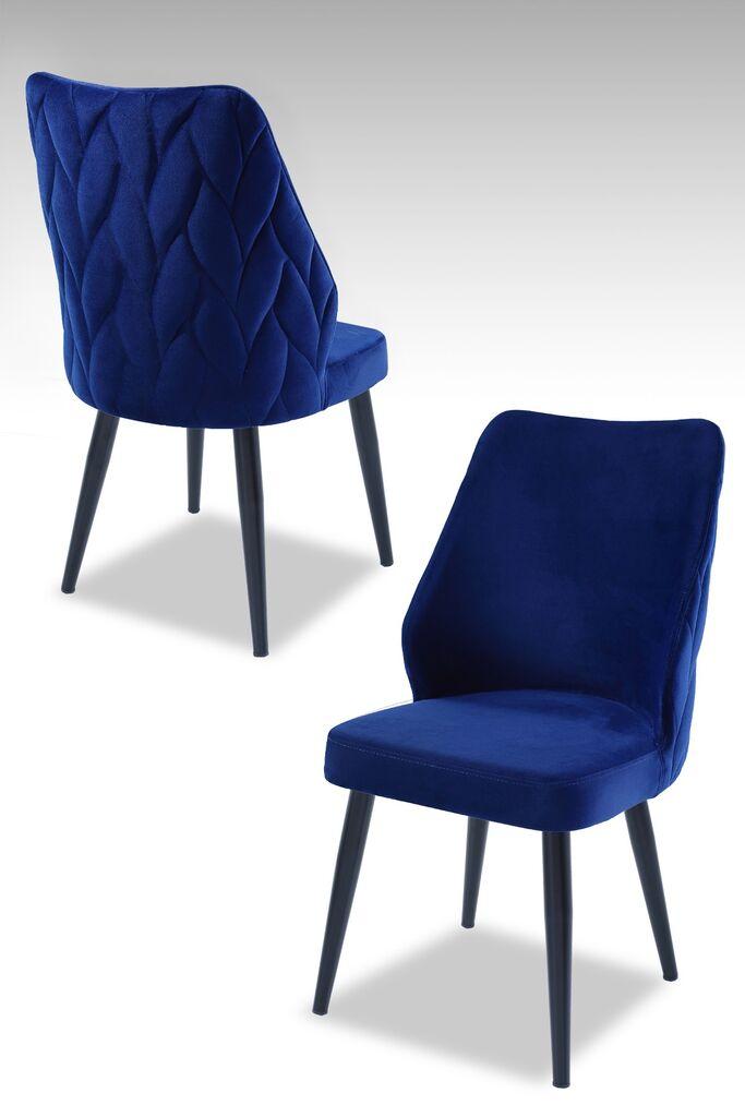 Hanah Home set puf fotelja, 48x90x43 cm, 4 dijela, crna i tamnoplava