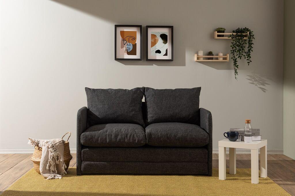 Atelier del Sofa Dvosjed na razvlačenje Saga, 128 x 70 x 66 cm, Tamno siva