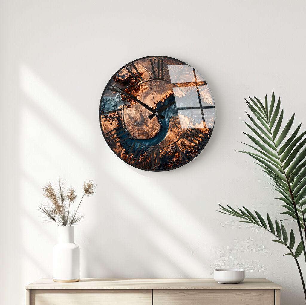 Zidni sat Wallity Huhu327, 40 cm, Smeđe-plavi