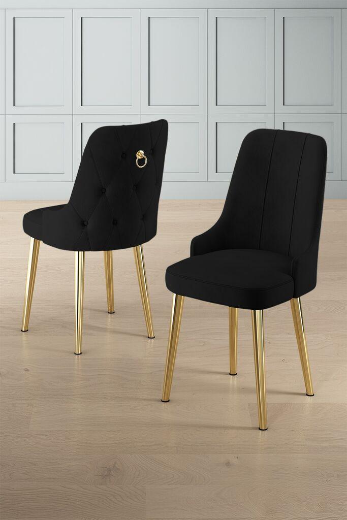 Hanah Home Newa set stolica, 46x94x46 cm, 4 dijela, Crna i zlatna boja