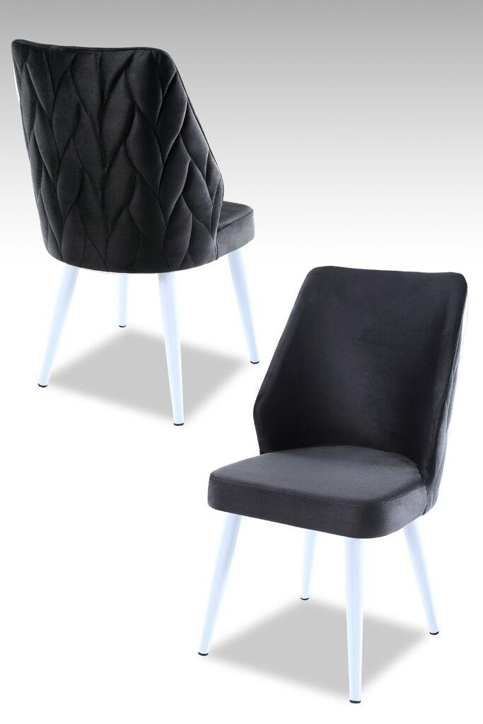 Hanah Home set puf fotelja, 48x90x43 cm, 2 dijela, crno-bijela