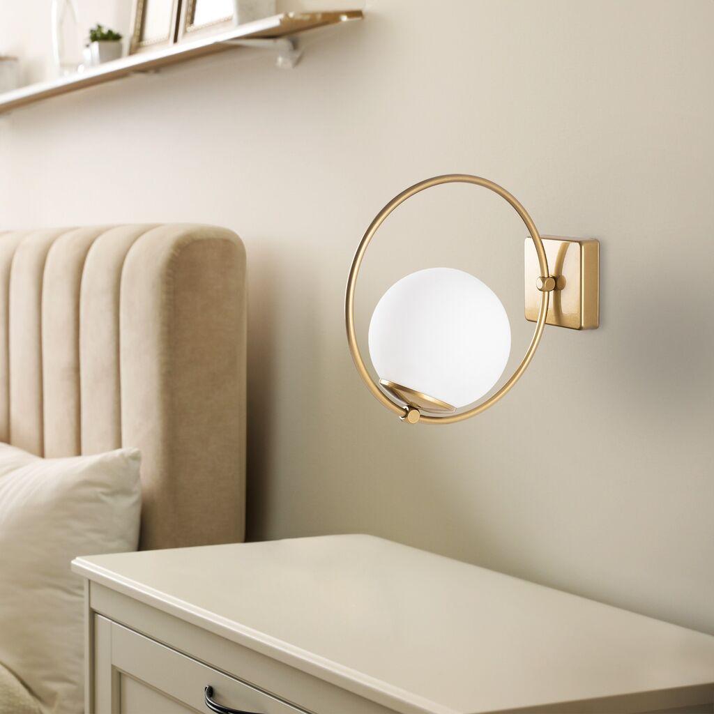 Opviq Zidna lampa Dolunay-3912, 15x31x28cm, IP20, Zlatno-bijela boja