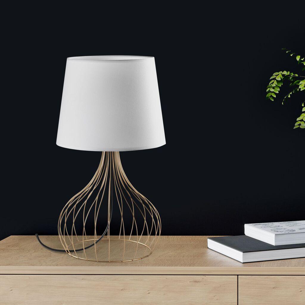 Opviq Stona lampa Telis-5404, 28x28x51 cm, IP20, Zlatno-bijela boja