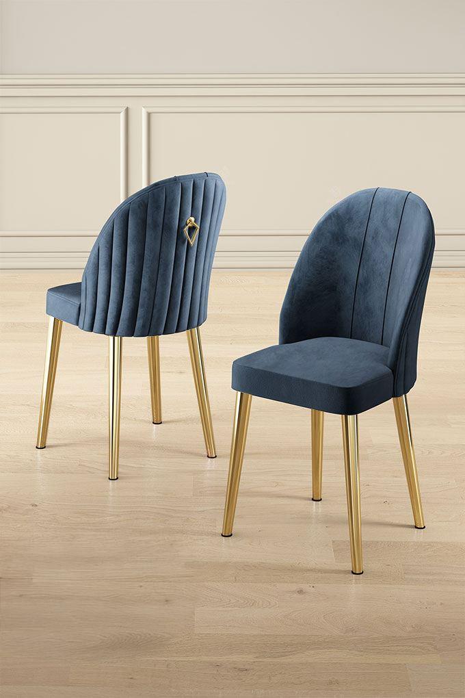 Hanah Home Mara set stolica, 44x90x42 cm, 2 dijela, zlatno-plava boja