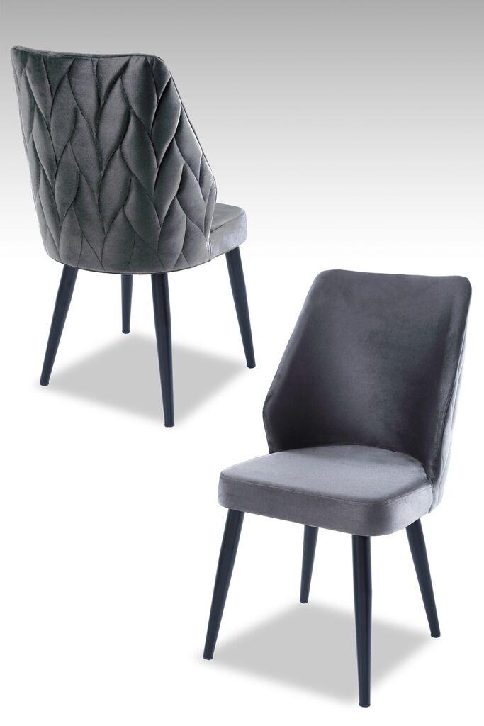 Hanah Home set puf fotelja, 48x90x43 cm, 4 dijela, sivo-crna