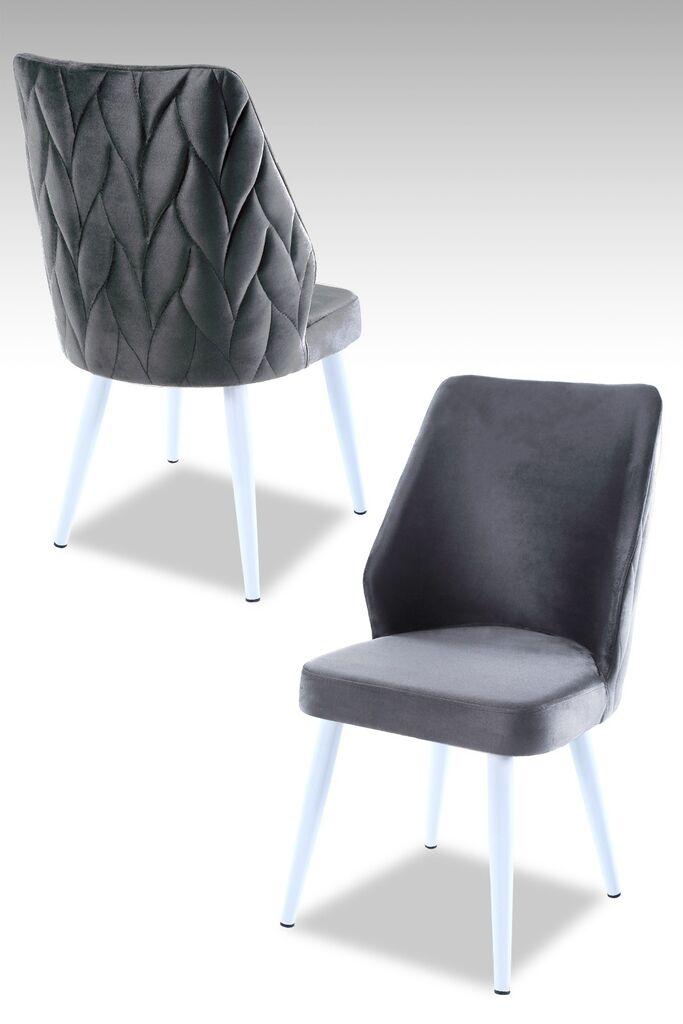 Hanah Home set puf fotelja, 48x90x43 cm, 4 dijela, sivo-bijela