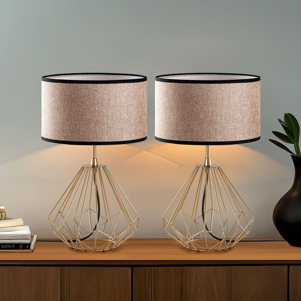 Opviq Set stolnih lampi Diamond-S-712, 25x25x43 cm, IP20, 2 komada, zlatno-smeđa boja