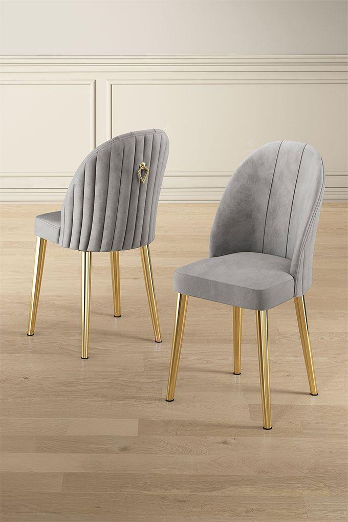 Hanah Home Mara set stolica, 45x91x42 cm, 4 dijela, zlatno-siva boja