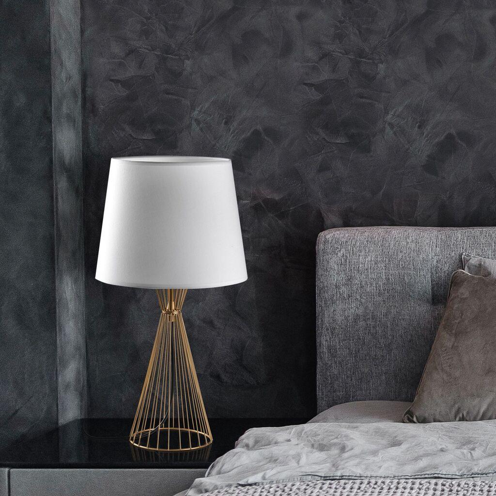 Opviq Stona lampa Telis-5384, 28x28x55 cm, IP20, Zlatno-bijela boja