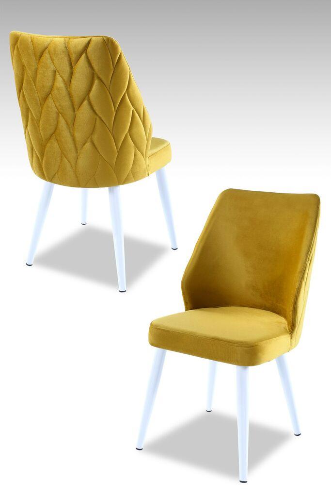 Hanah Home set puf fotelja, 48x90x43 cm, 4 dijela, bijelo-žuta