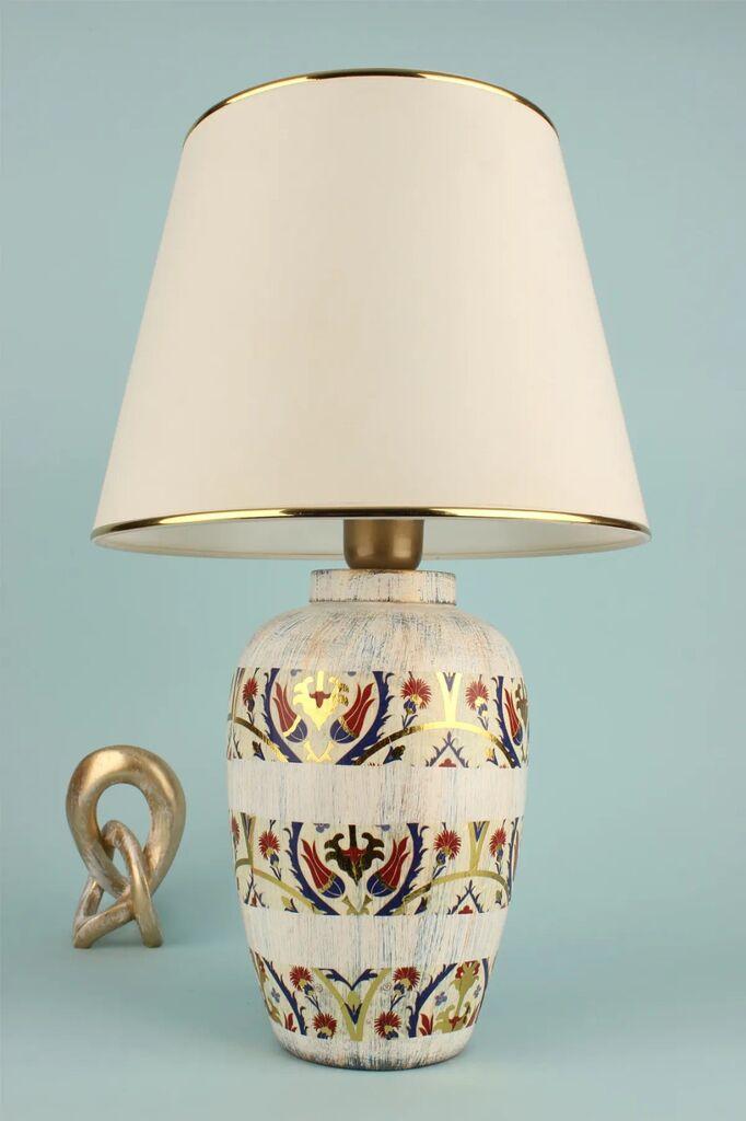 Opviq Stona lampa YL681, 32x24x52 cm, IP20, Bijelo-zlatna boja