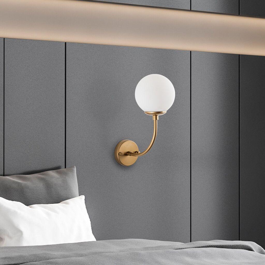 Opviq Zidna lampa Sferis-15030, 15x26x35cm, IP20, Zlatno-bijela boja