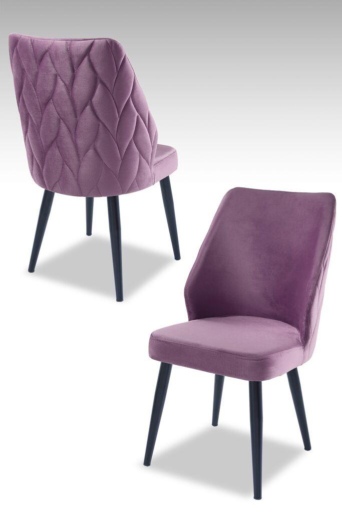 Hanah Home set puf fotelja, 48x90x43 cm, 4 dijela, crna i ljubičasta