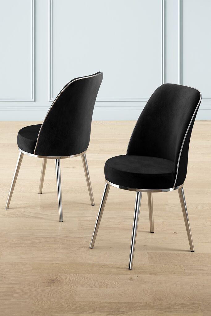 Hanah Home Pefa set stolica, 45x91x42 cm, 6 dijelova, Crna i srebrna boja