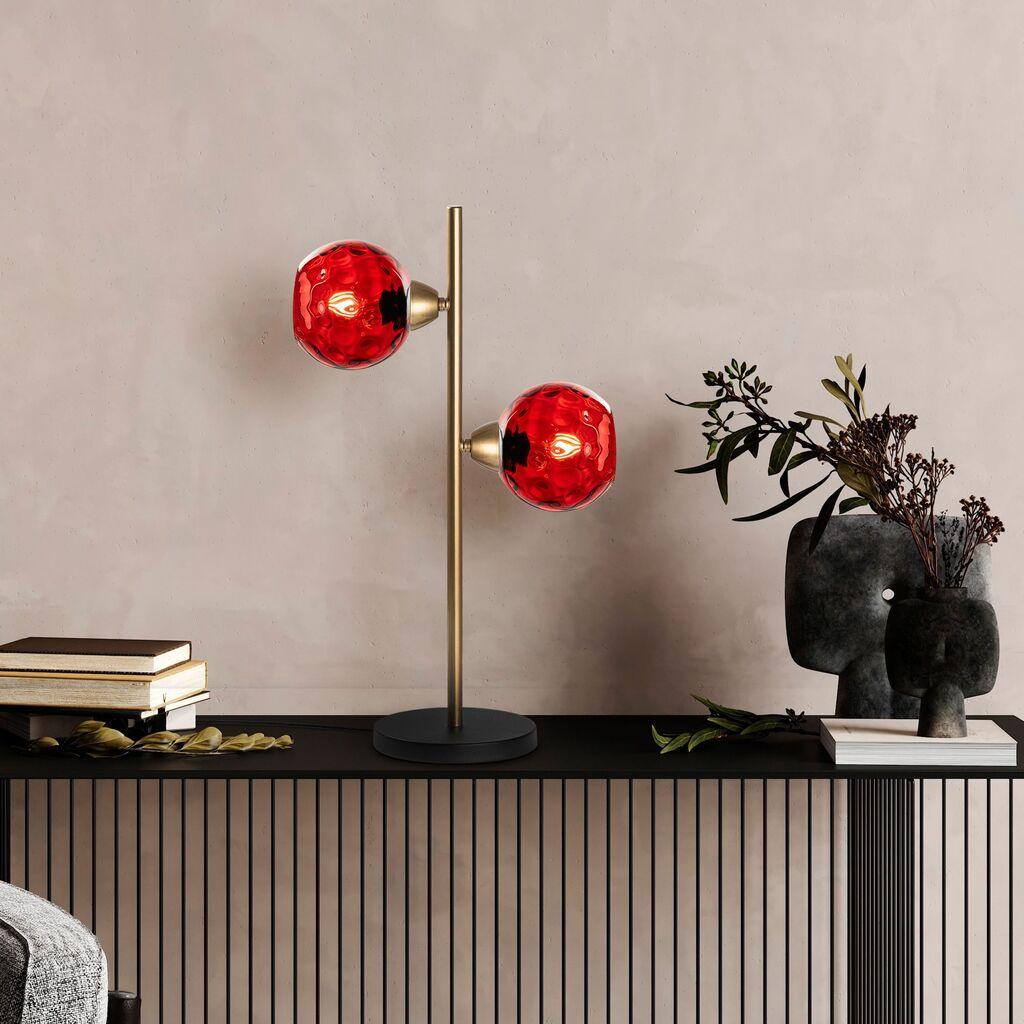Opviq Stona lampa Benek-15-14561, 36x18x58 cm, IP20, Zlatno-crvena boja