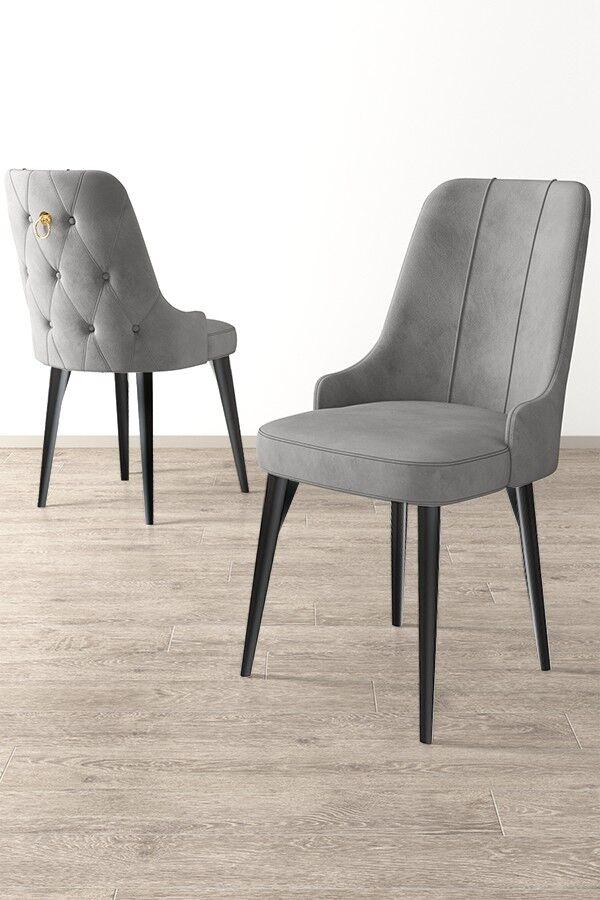 Hanah Home Newa set stolica, 46x94x46 cm, 2 dijela, sivo-crna