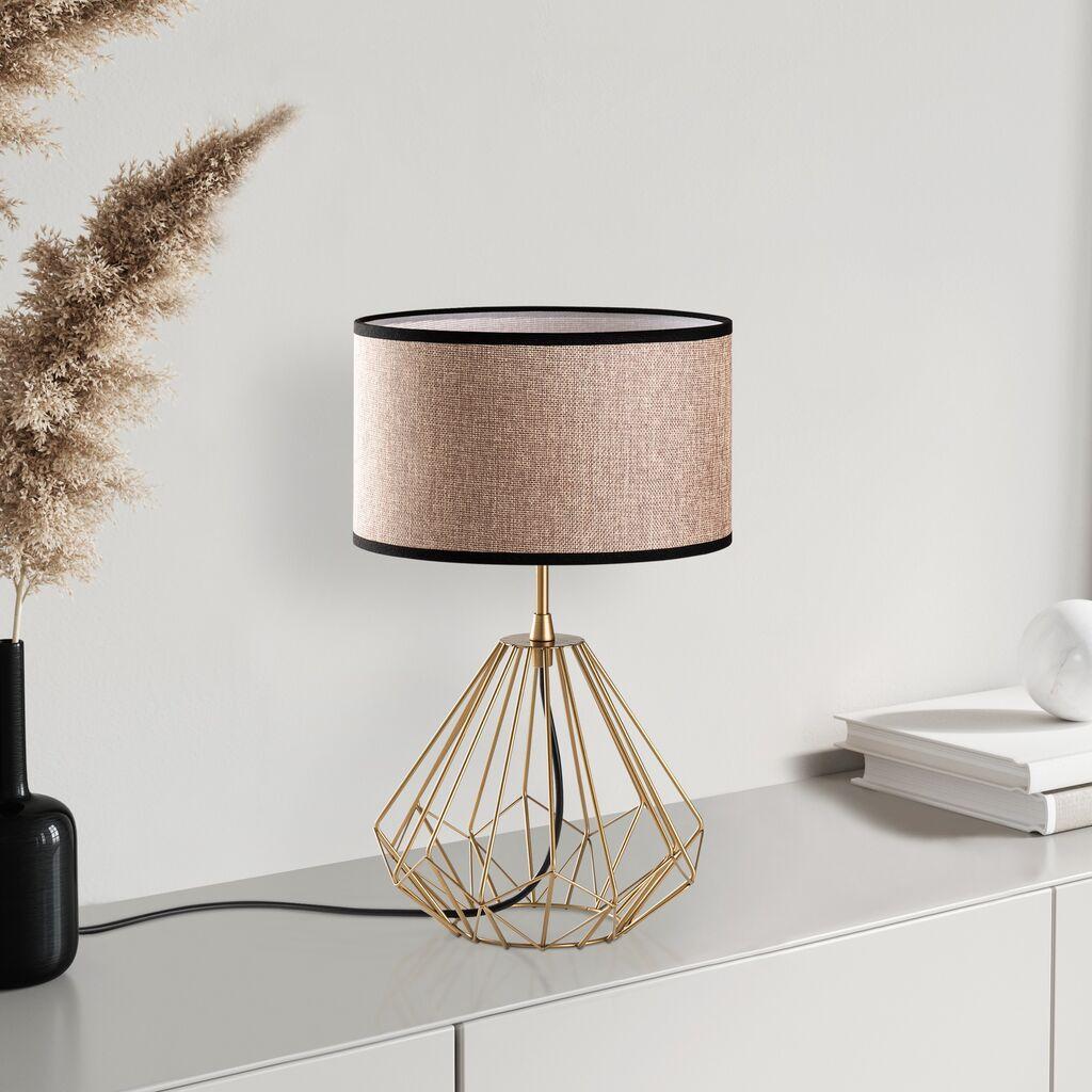 Opviq Stona lampa Diamond-S-712, 25x25x43 cm, IP20, Zlatno-smeđa boja