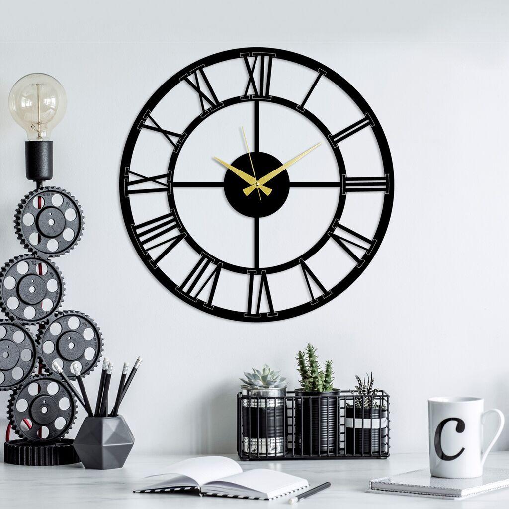 Zidni sat Wallity Pari, 49x49 cm, Crni