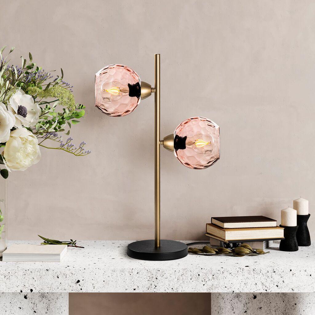 Opviq Stolna lampa Benek-15-14563, 36x18x58 cm, IP20, Zlatno-roze boje