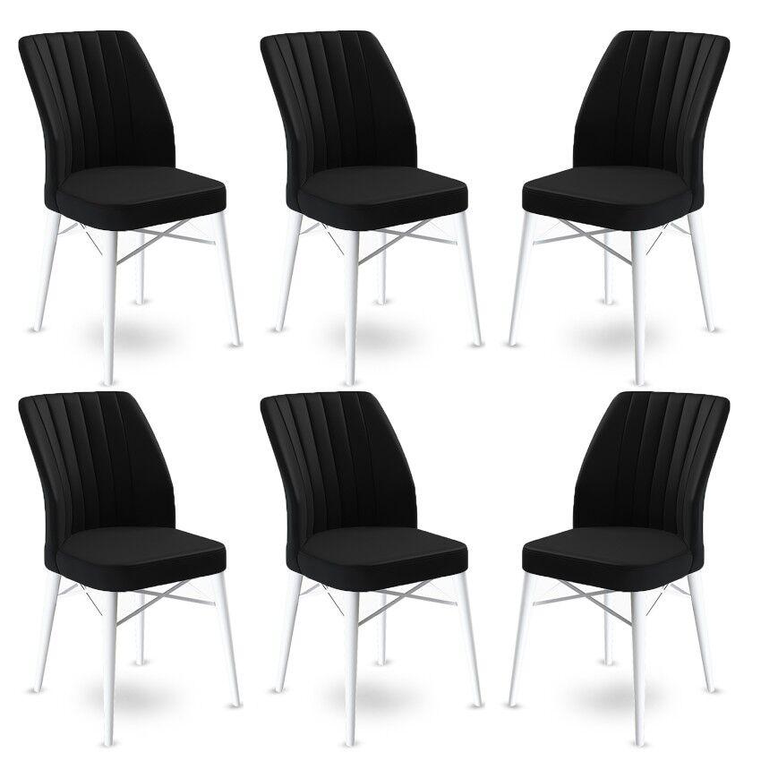 Hanah Home Flex set stolica, 45x93x42 cm, 6 dijelova, Crno-bijela